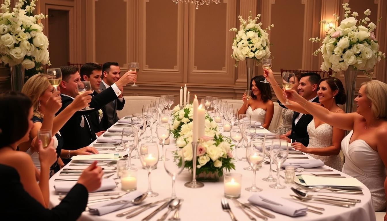 Group Toasting at a Wedding
