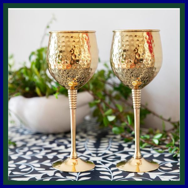 Hammered Fall Wedding Toasting Goblets