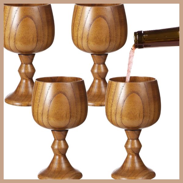 Wooden Wedding Goblets Set