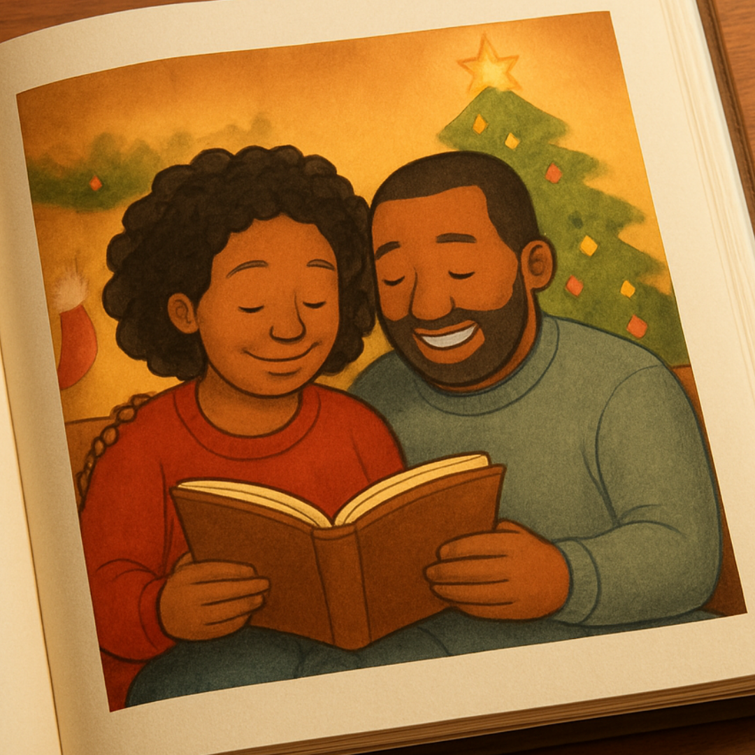 cartoon couple on a book page reading a book