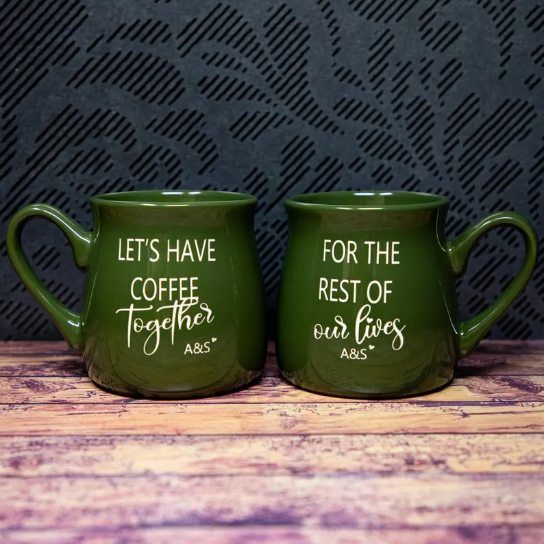couples matching custom cups lets have coffee together for the rest of our lives