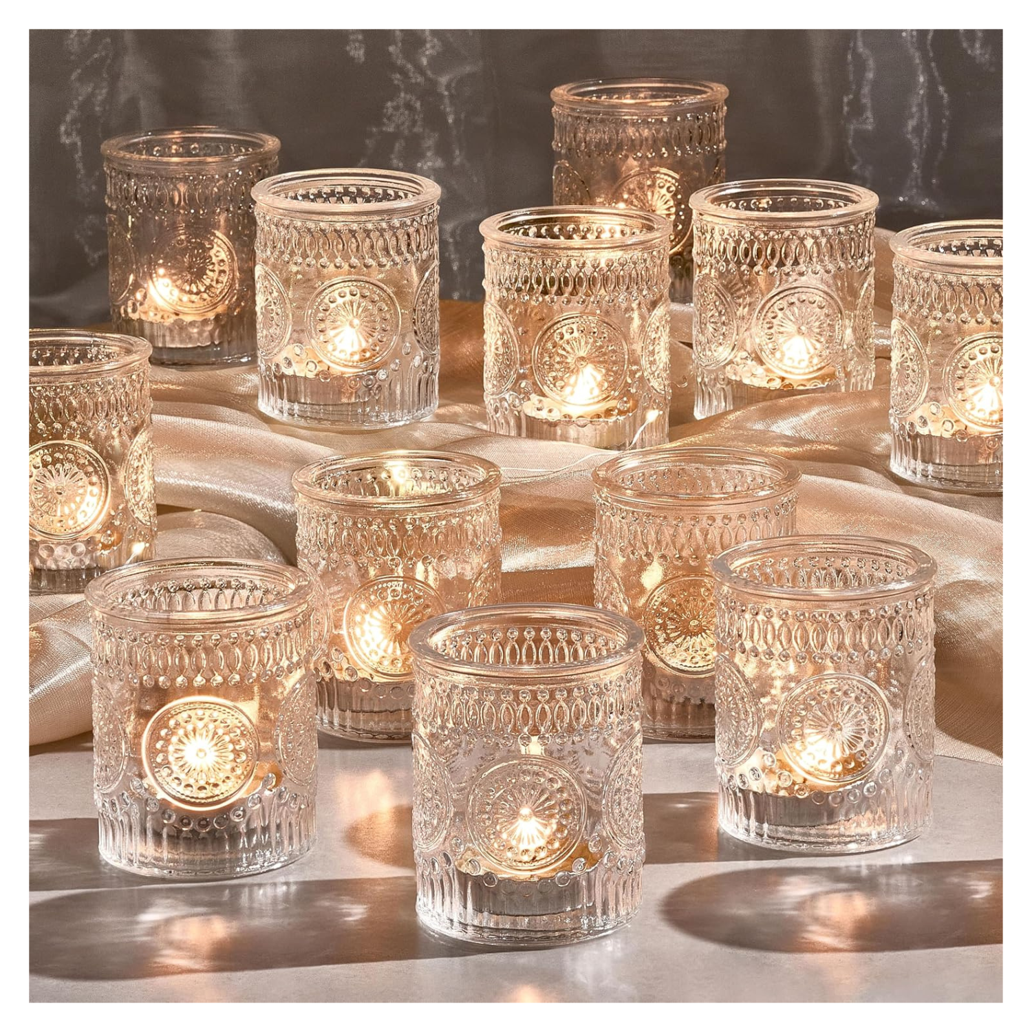 glass vintage ornate votive candle holders