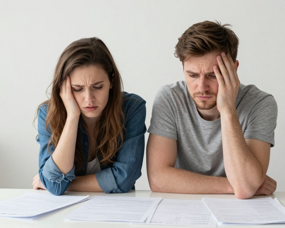stressed couple dealing with wedding planning errors stressed couple dealing with wedding planning errors