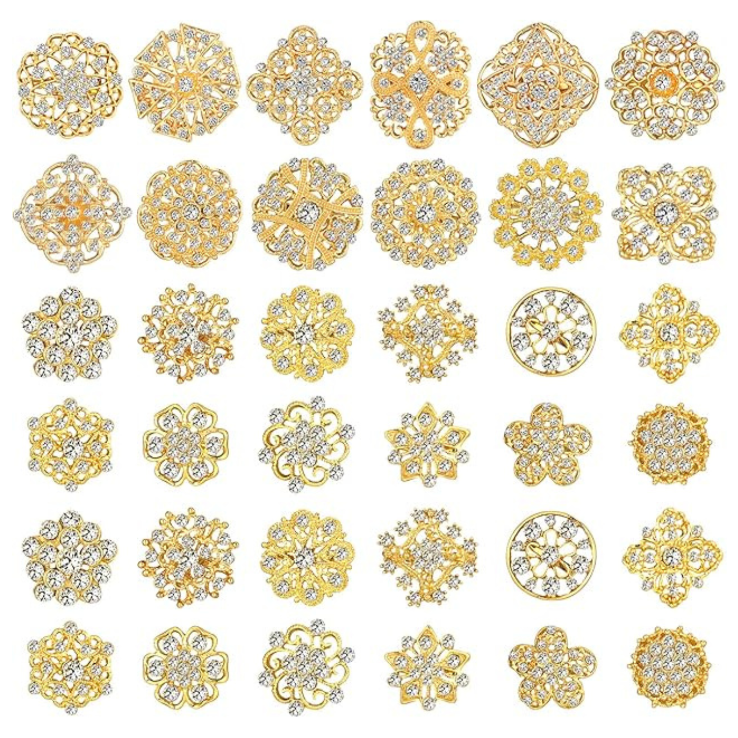 bulk gold rhinestone brooches