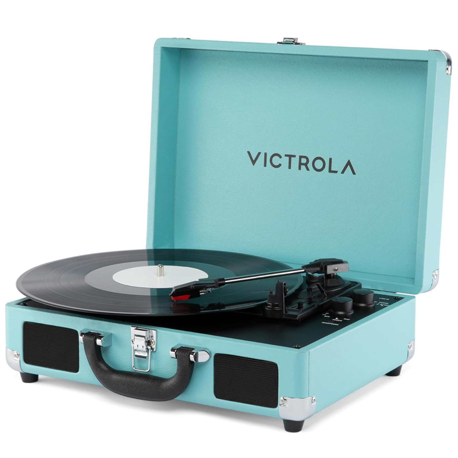 teal retro record player