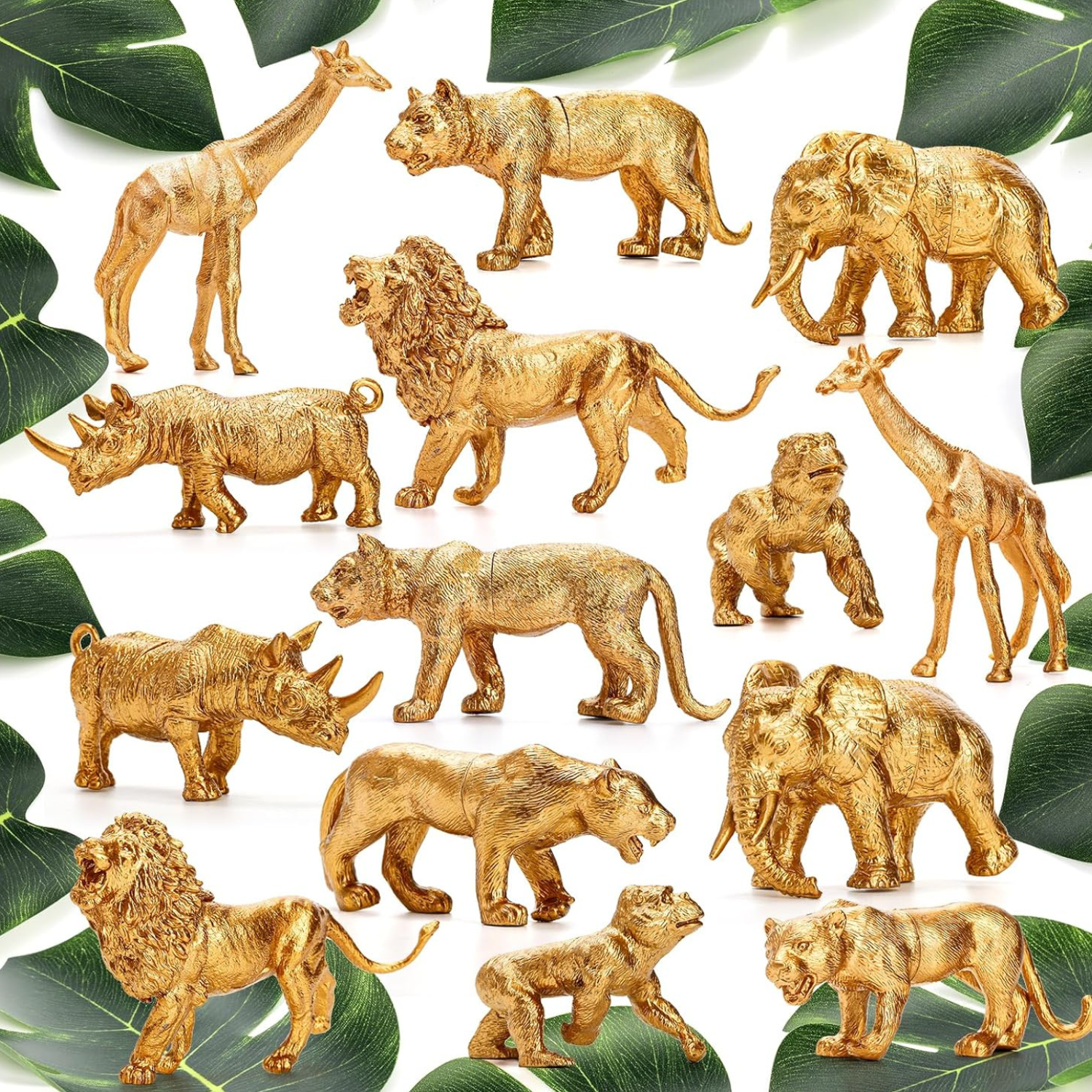 gold safari animal figures