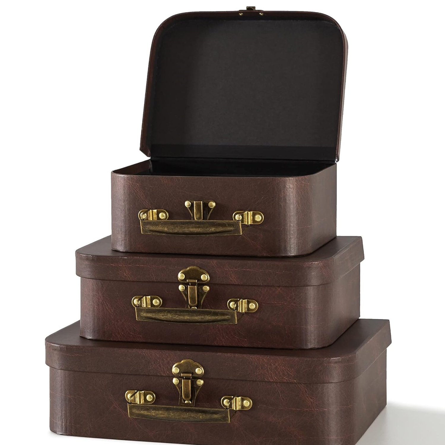 vintage suitcases dark brown small