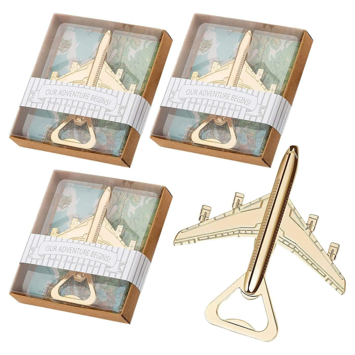 travel themed airplane bottle openers favors