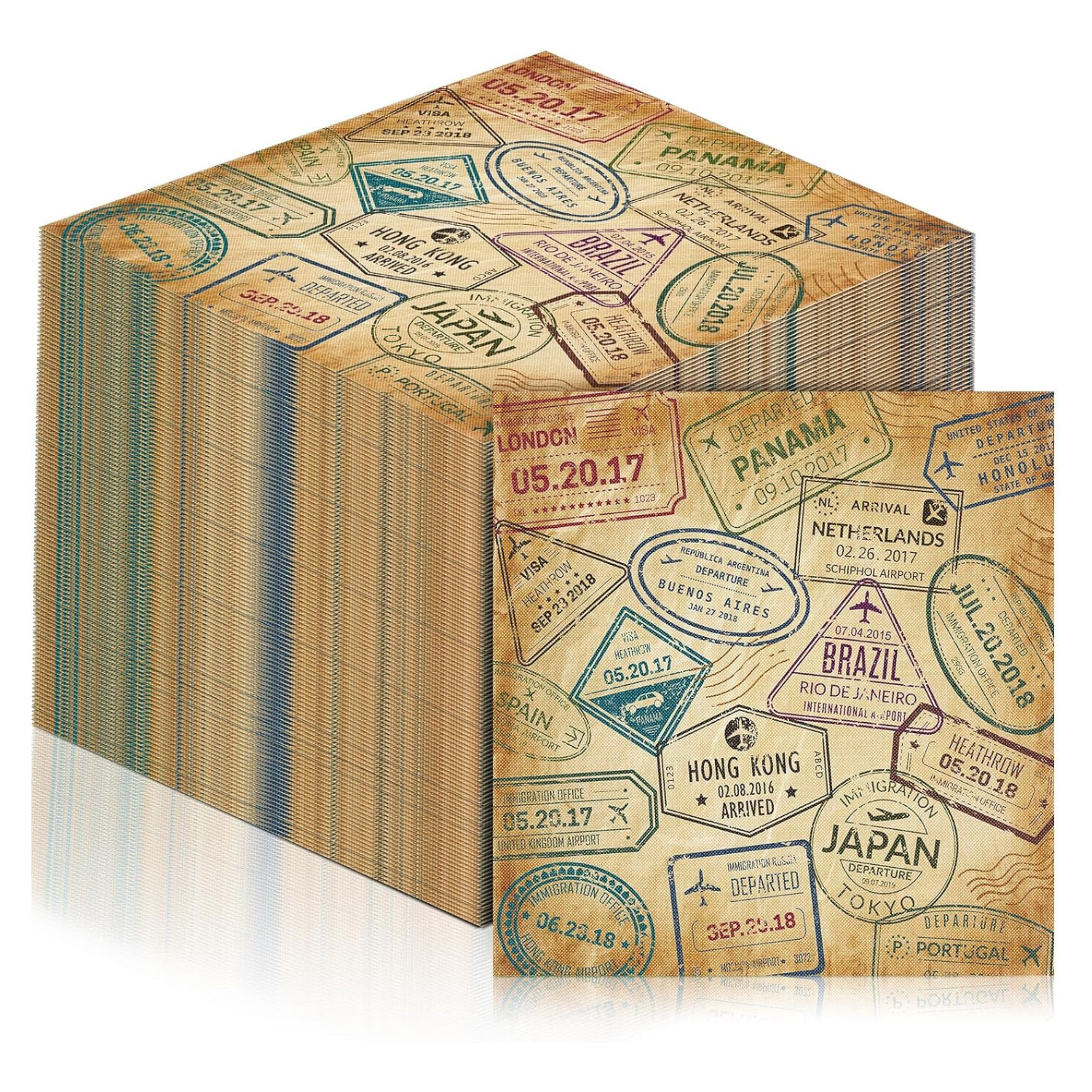 travel themed beverage napkins