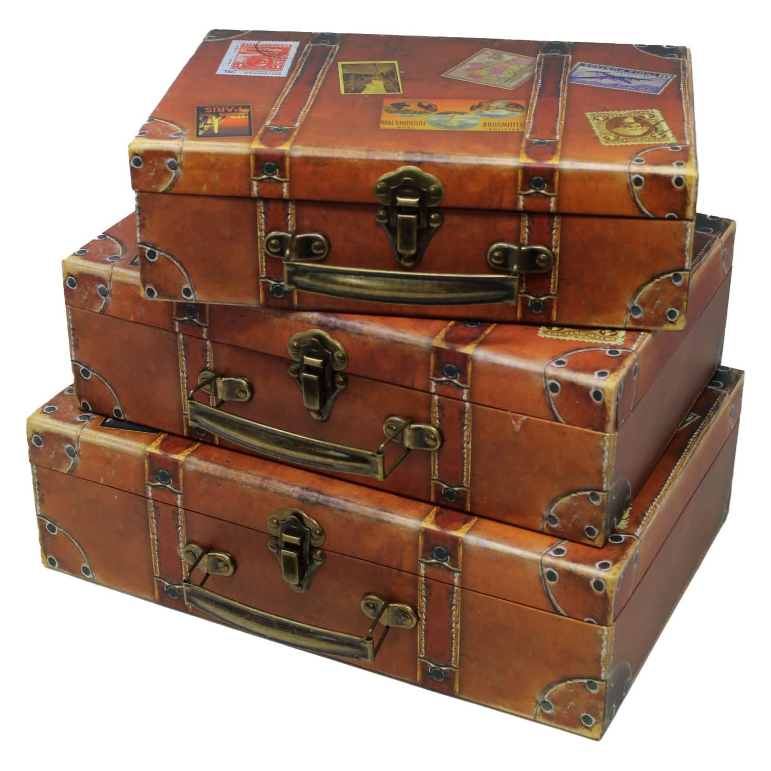 vintage suitcases small brown