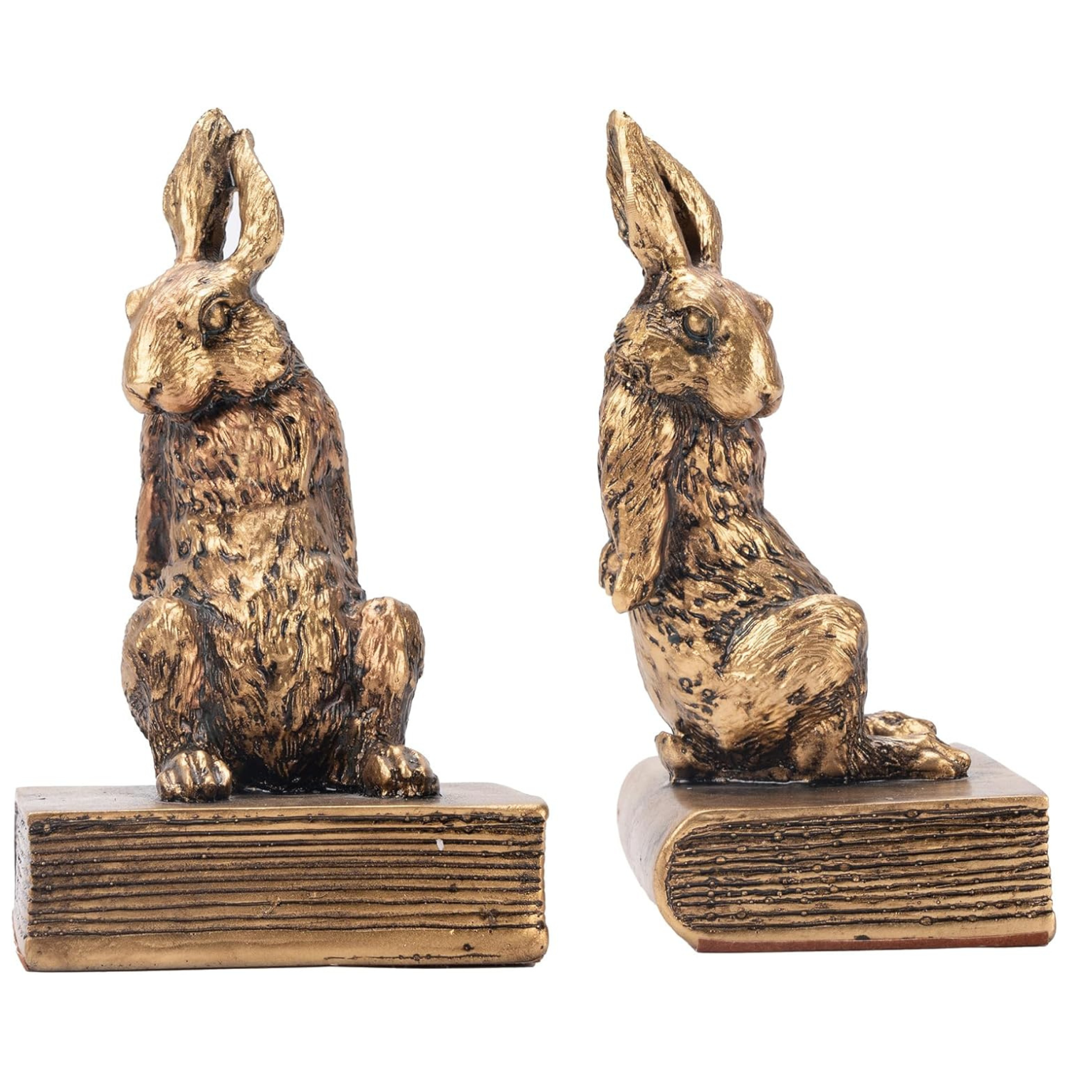 vintage gold rabbit on books book ends
