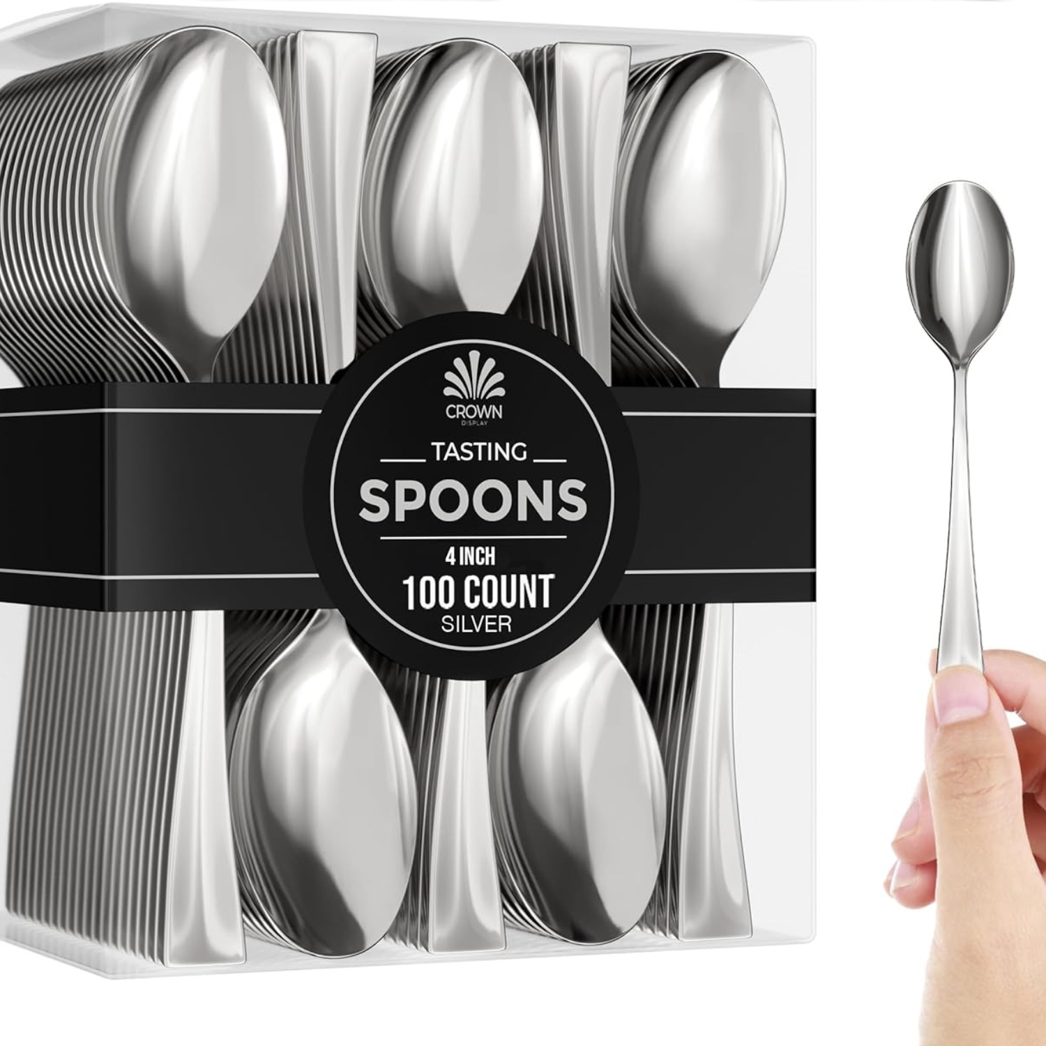 small silver disposable spoons 100 pack