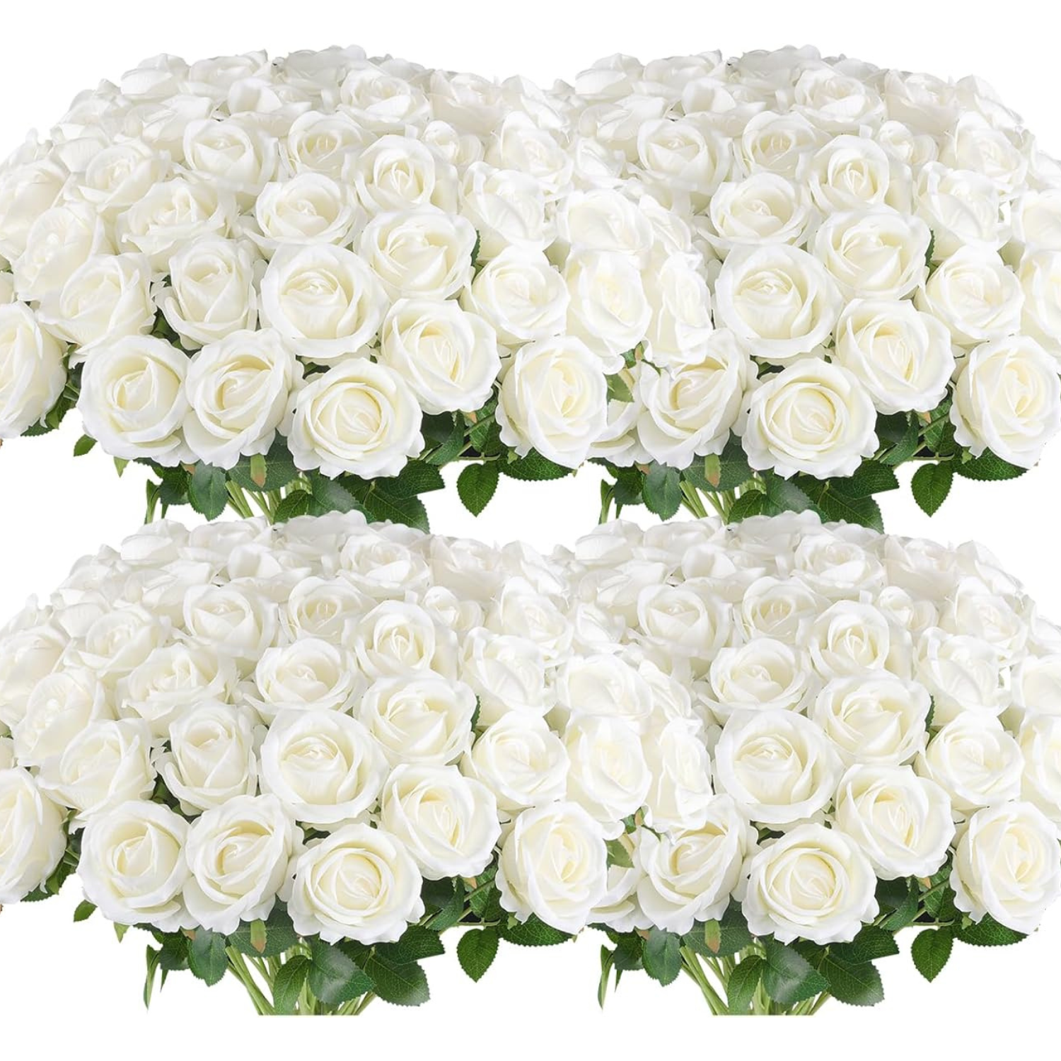 100 faux white roses realistic