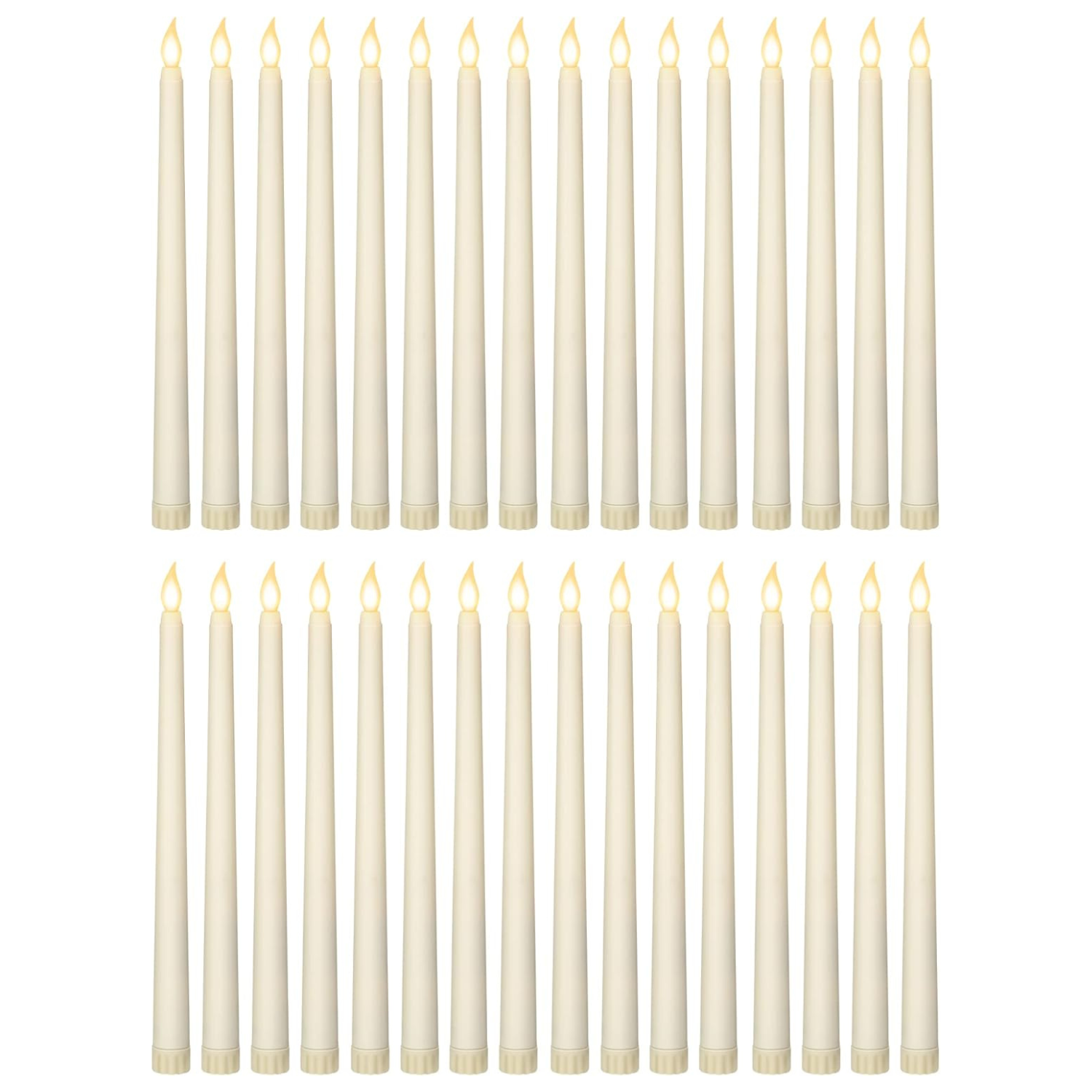 36 pack white tall thin taper candles flameless battery operated