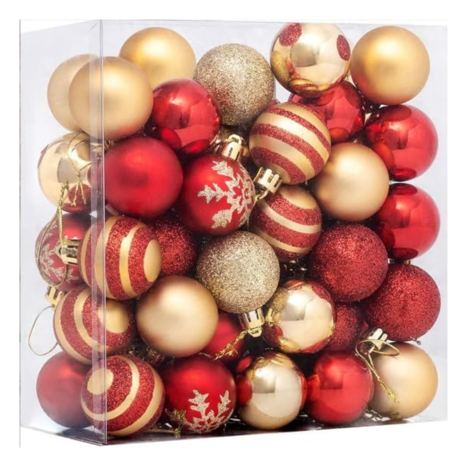 gold and red ornaments 50 pieces