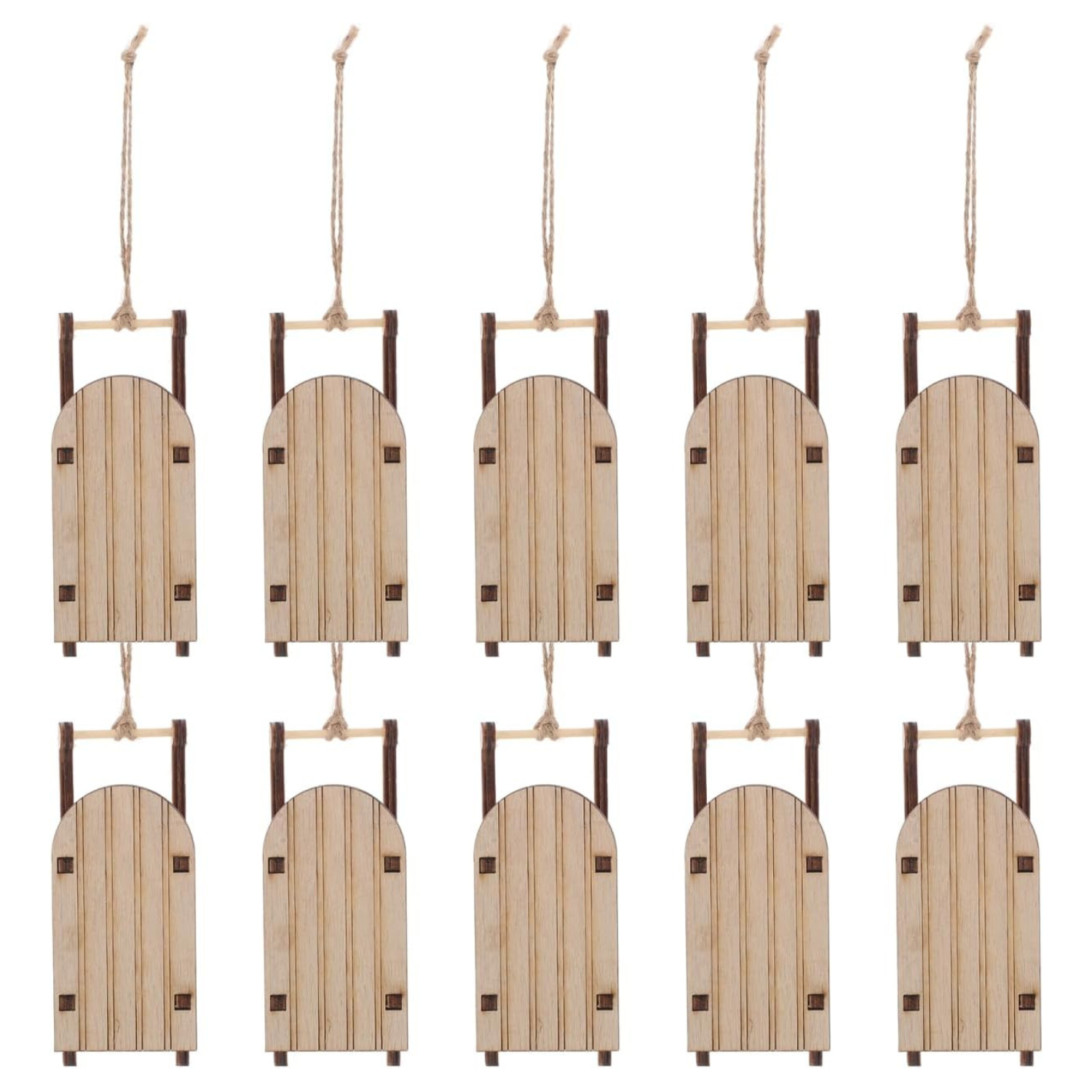 10 piece mini wooden sled ornaments
