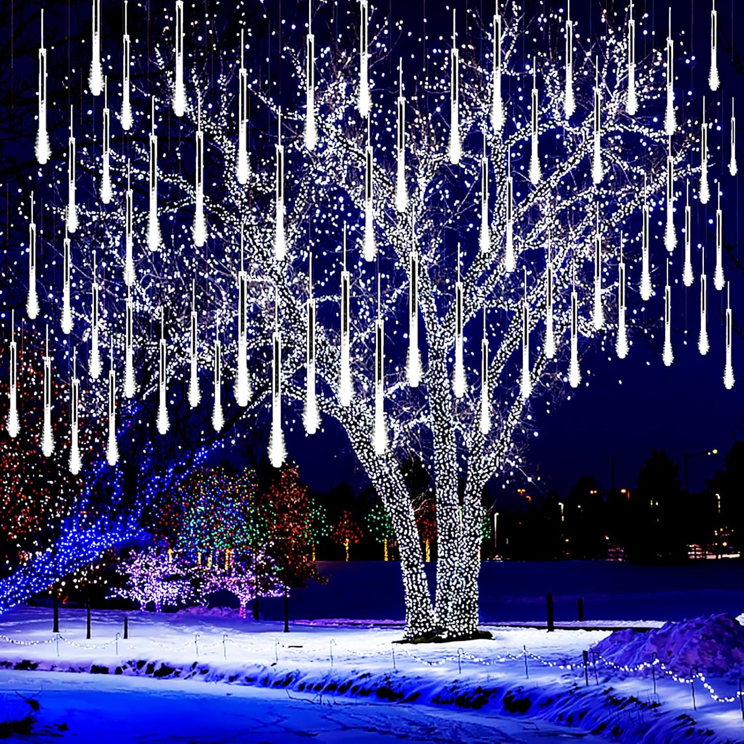snow cascading lights strands