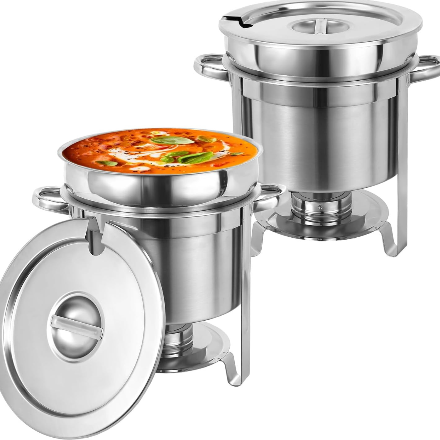 Large Silver Soup Pots Chaffing Dishes 2 pack