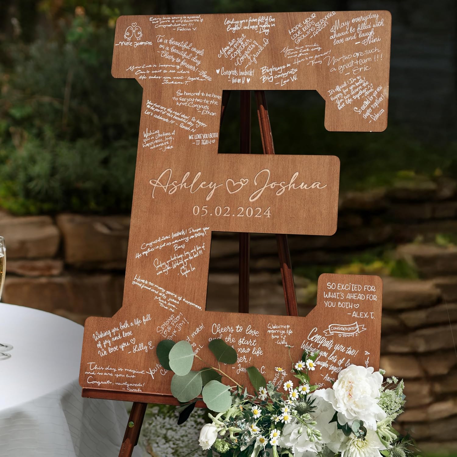 Wooden Initial personalized guest book alternative