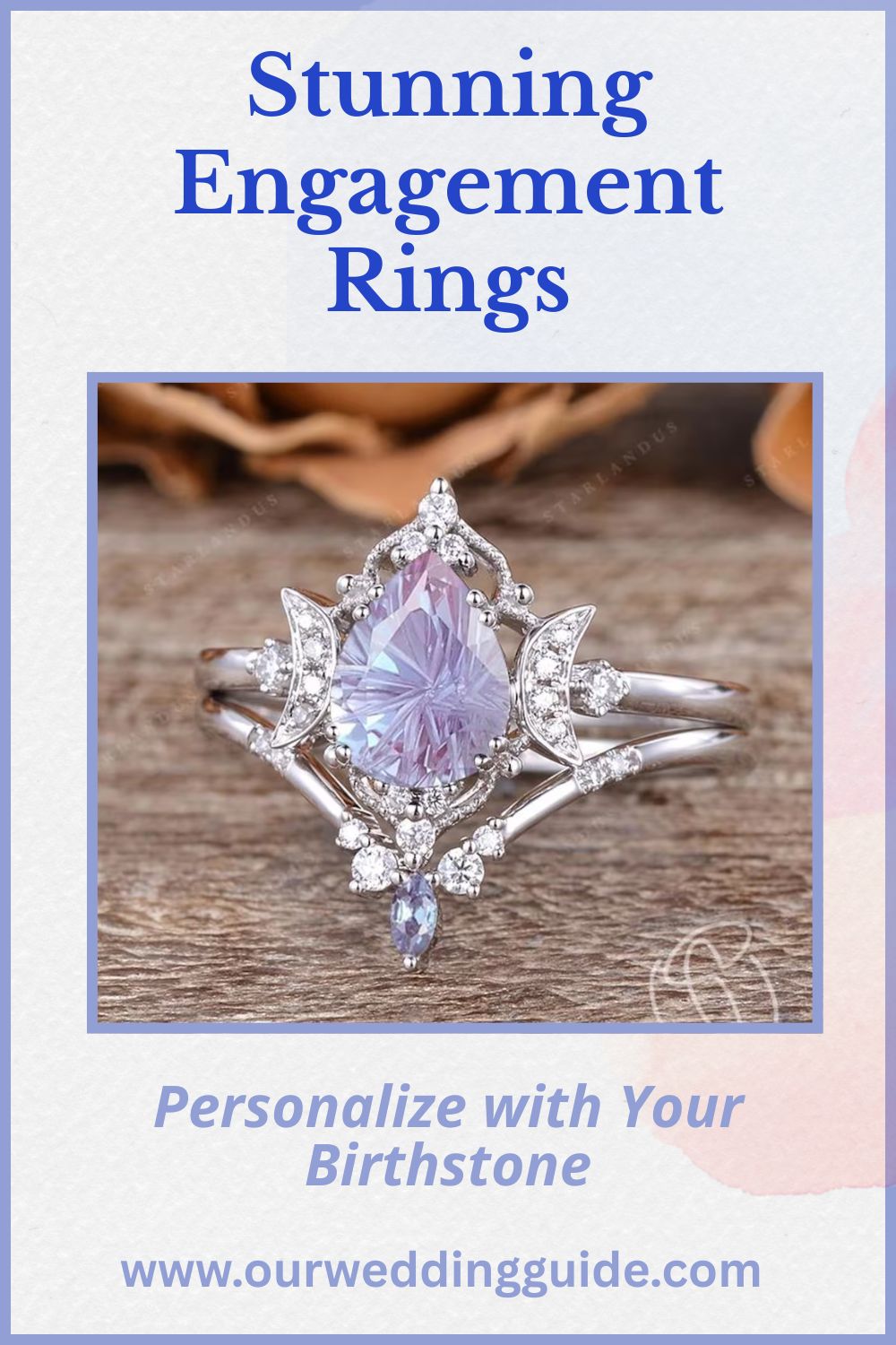 Birthstone Engagement and Wedding Ring
