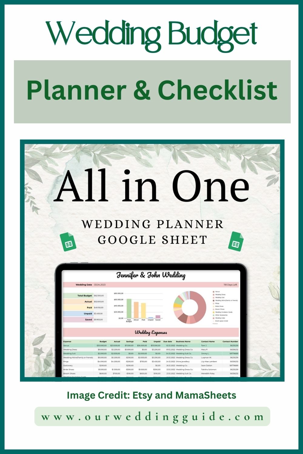 Wedding Budget Planner and Checklist