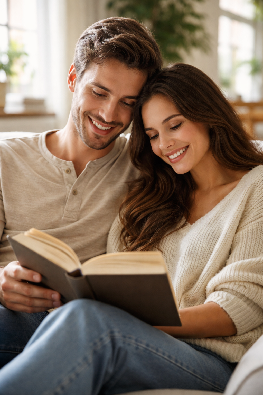 couple reading a custom proposal book