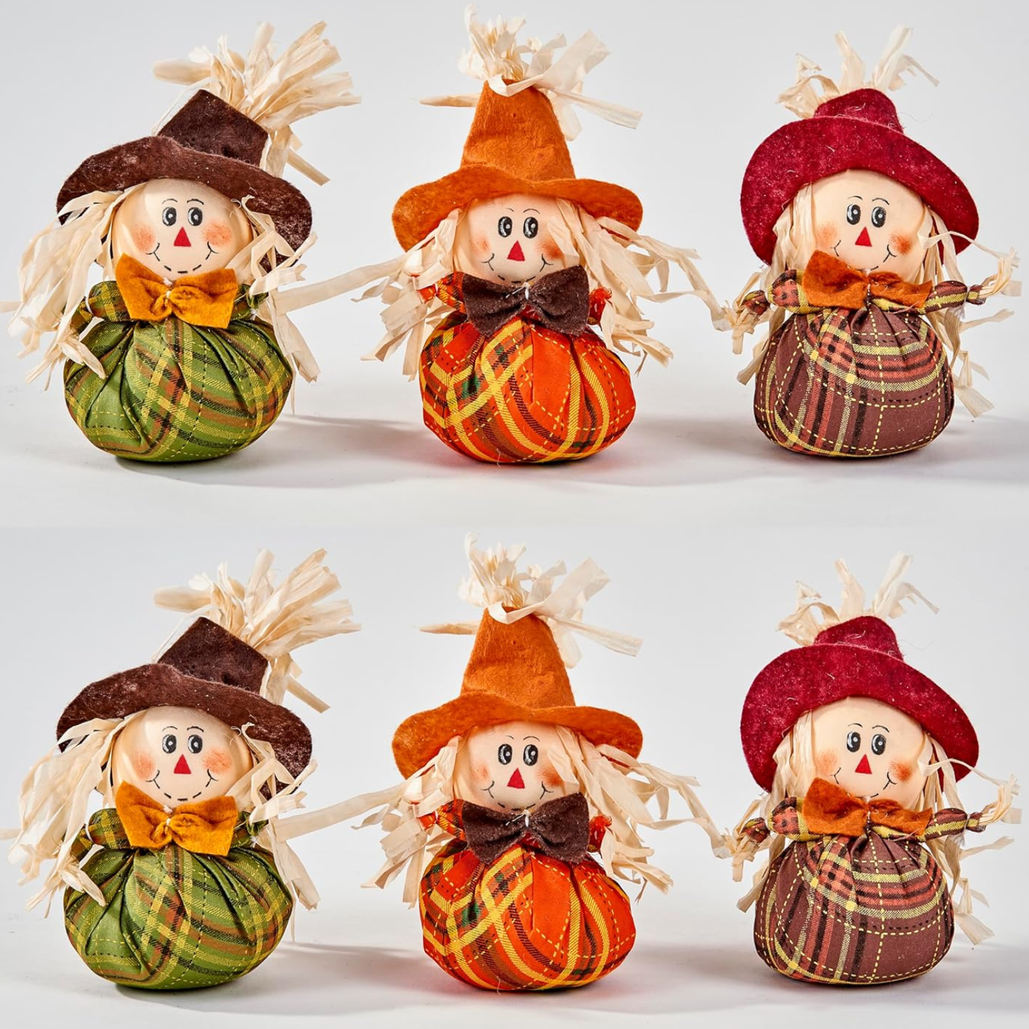 6 pack round mini scarecrows