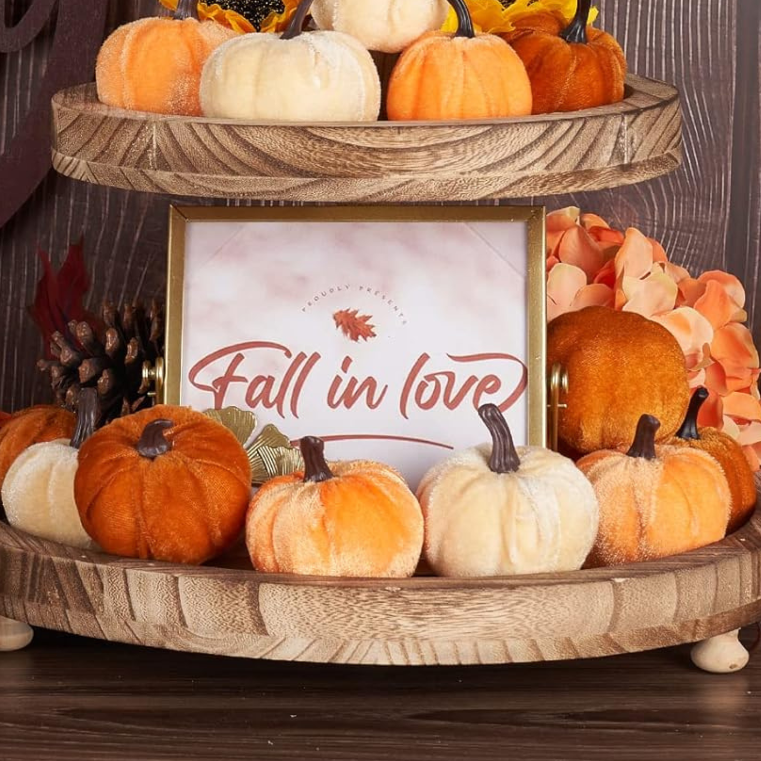 Small Velvet Pumpkins Table Decor 6 pcs