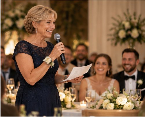 And whenever possible, stand somewhere that allows the guests—and especially the couple—to see you. You don't necessarily need a formal podium or platform, but don't hide yourself in the middle of a crowded room.  A wedding toast is meant to be shared. Warmth isn't created by avoiding the microphone. It comes from what you say and how you say it.  Give everyone in the room the opportunity to be part of the moment.